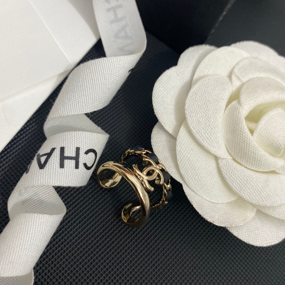 Chanel Leather Gold-Tone Open Ring – Luxury Designer Jewelry – product image 5