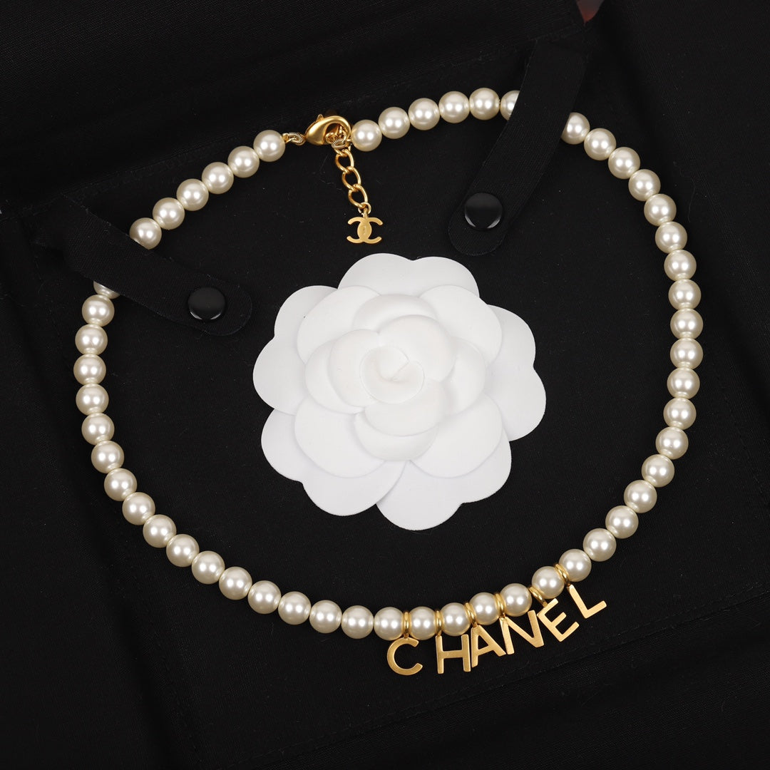 Chanel Pearl Letter Drop Necklace – Luxury Designer Jewelry – product image 1