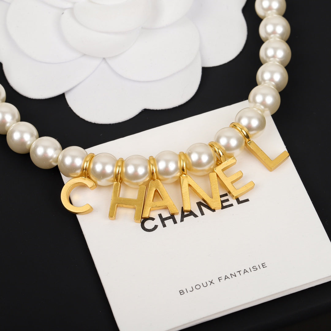 Chanel Pearl Letter Drop Necklace – Luxury Designer Jewelry – product image 3