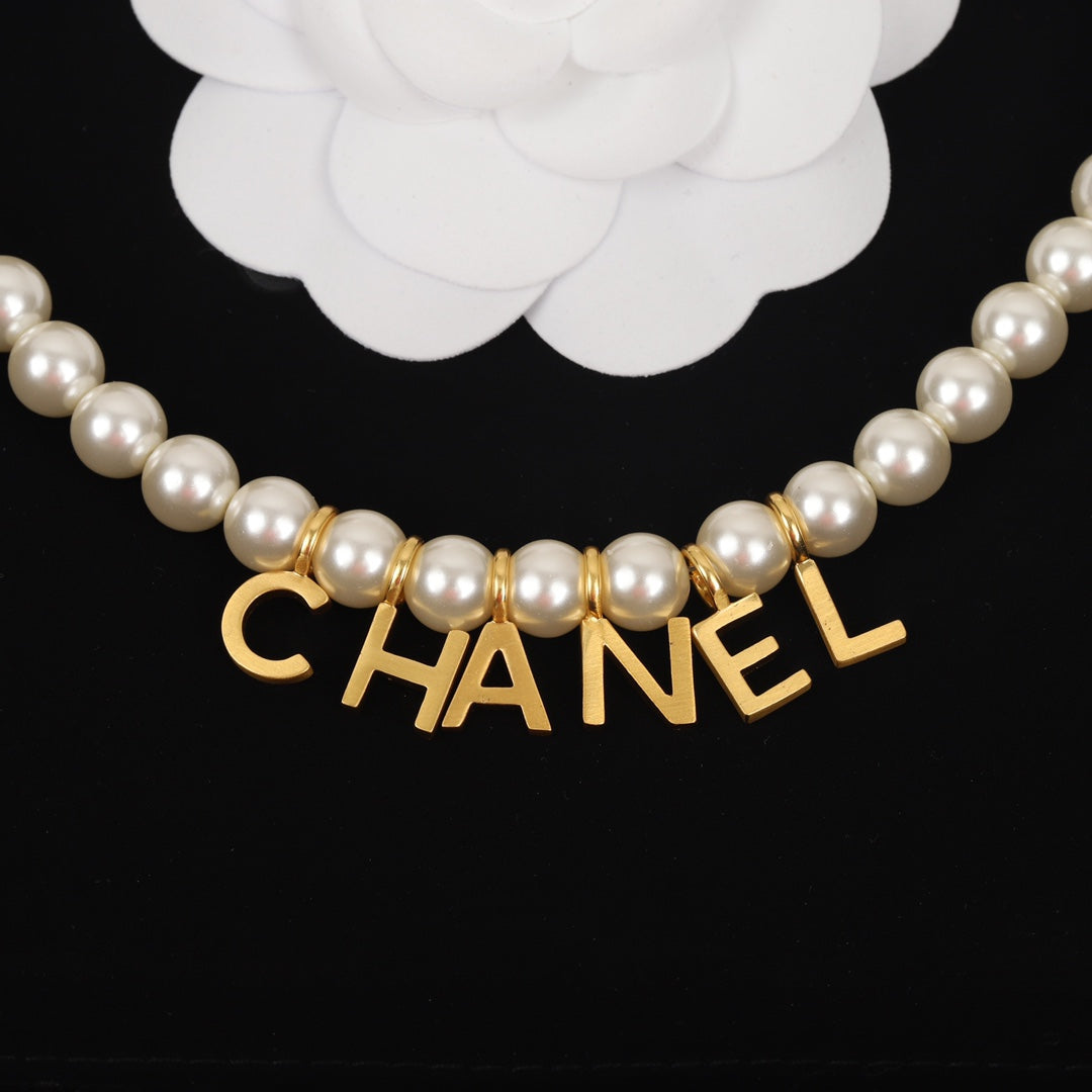 Chanel Pearl Letter Drop Necklace – Luxury Designer Jewelry – product image 5