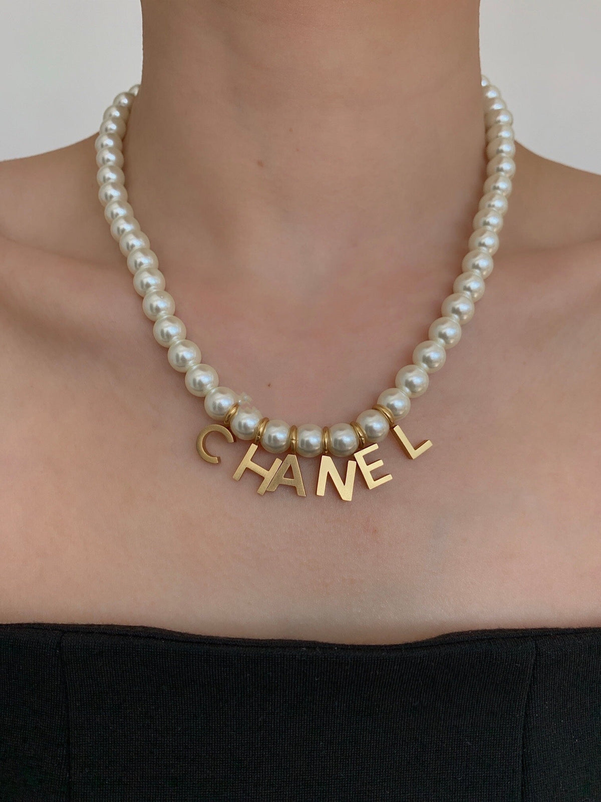Chanel Pearl Letter Drop Necklace – Luxury Designer Jewelry – product image 7
