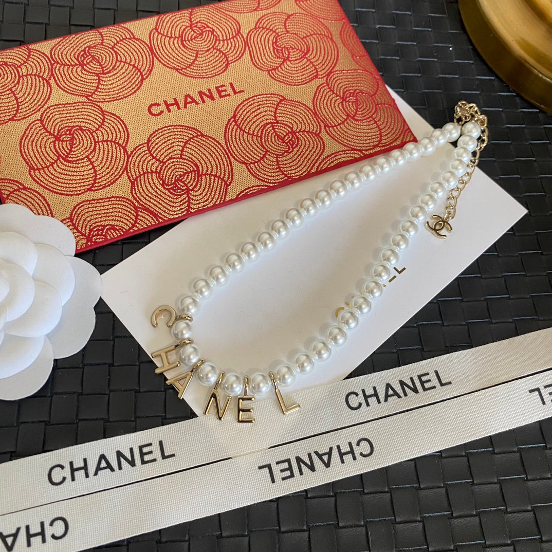 Chanel Pearl Letter Pendant Necklace – Luxury Designer Jewelry – product image 1