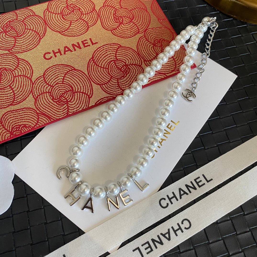 Chanel Pearl Letter Pendant Necklace – Luxury Designer Jewelry – product image 4