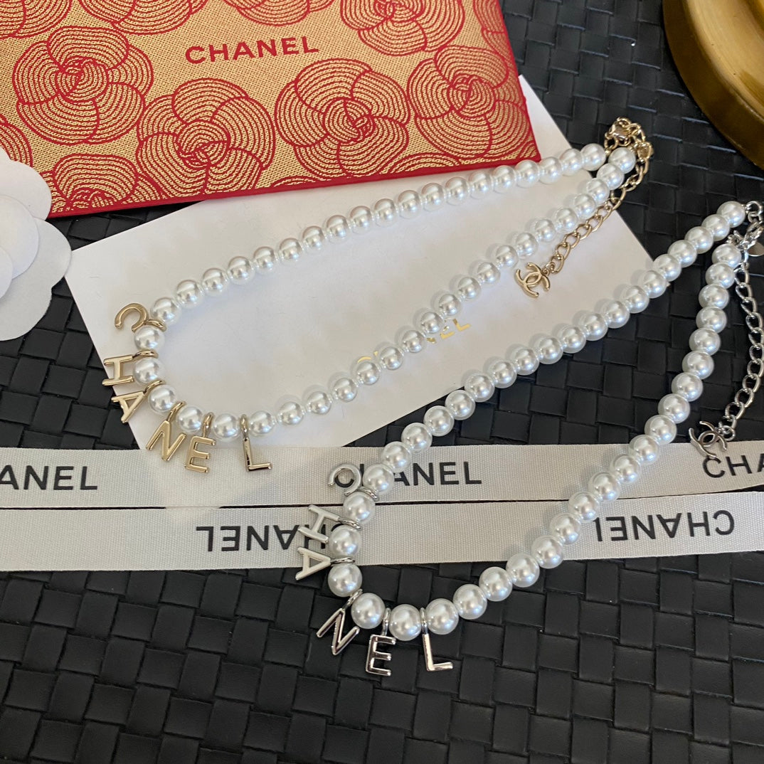 Chanel Pearl Letter Pendant Necklace – Luxury Designer Jewelry – product image 5