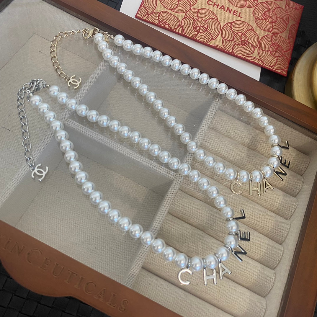 Chanel Pearl Letter Pendant Necklace – Luxury Designer Jewelry – product image 6