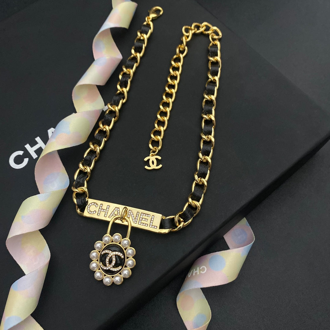 Chanel Pearl Pendant Stranded Leather Necklace – Luxury Designer Jewelry – product image 1