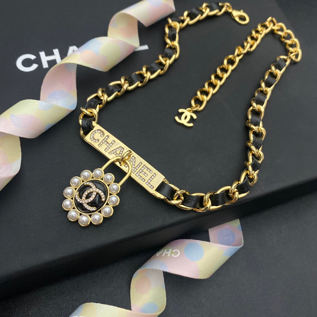 Chanel Pearl Pendant Stranded Leather Necklace – Luxury Designer Jewelry – product image 2