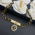 Chanel Pearl Pendant Stranded Leather Necklace – Luxury Designer Jewelry – product image 6