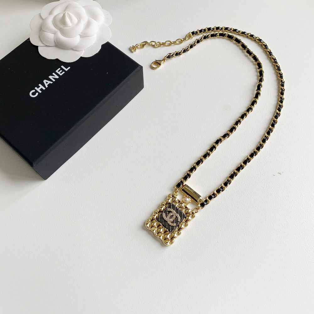 Chanel Perfume Bottle Pendant Leather Necklace – Luxury Designer Jewelry – product image 2