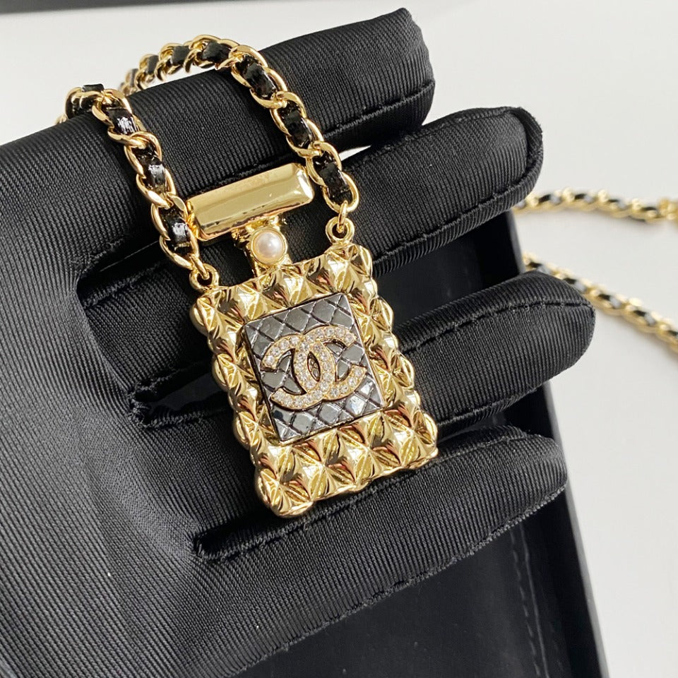 Chanel Perfume Bottle Pendant Leather Necklace – Luxury Designer Jewelry – product image 3