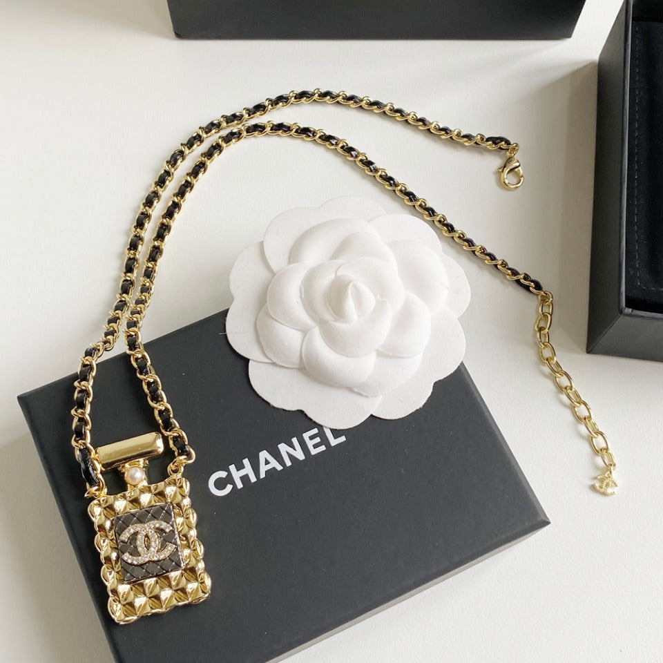 Chanel Perfume Bottle Pendant Leather Necklace – Luxury Designer Jewelry – product image 6
