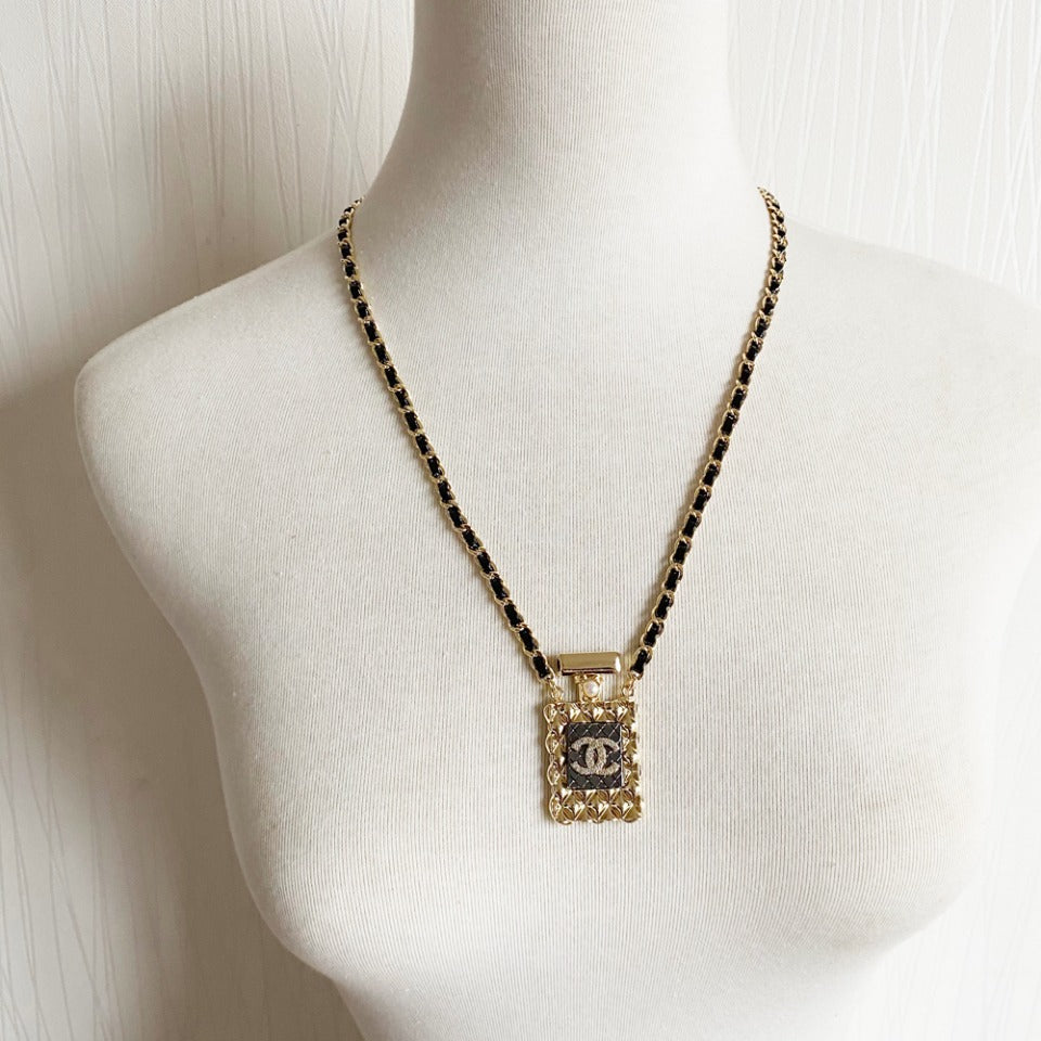 Chanel Perfume Bottle Pendant Leather Necklace – Luxury Designer Jewelry – product image 7