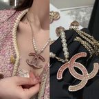 Chanel Pink Crystal Logo Pearl Necklace – Luxury Designer Jewelry – product image 5