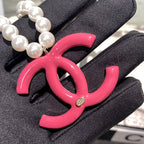 Chanel Pink Crystal Logo Pearl Necklace – Luxury Designer Jewelry – product image 6