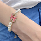 Chanel Pink Enamel Logo Pearl Bracelet – Luxury Jewelry – product image 4
