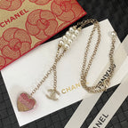 Chanel Pink Heart Pendant Pearl Necklace – Luxury Designer Jewelry – product image 2