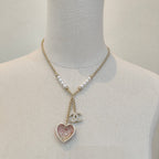 Chanel Pink Heart Pendant Pearl Necklace – Luxury Designer Jewelry – product image 4