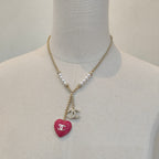 Chanel Pink Heart Pendant Pearl Necklace – Luxury Designer Jewelry – product image 5