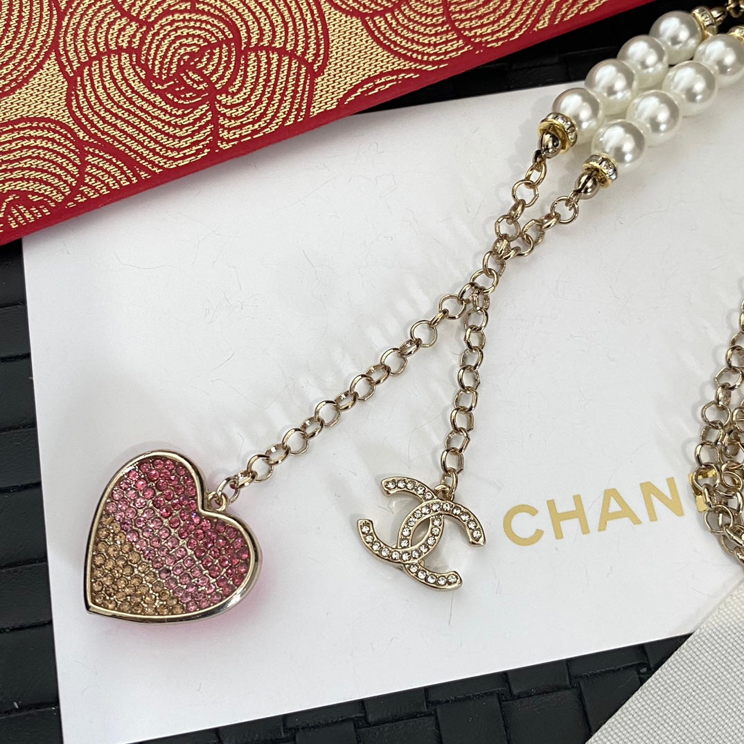 Chanel Pink Heart Pendant Pearl Necklace – Luxury Designer Jewelry – product image 6