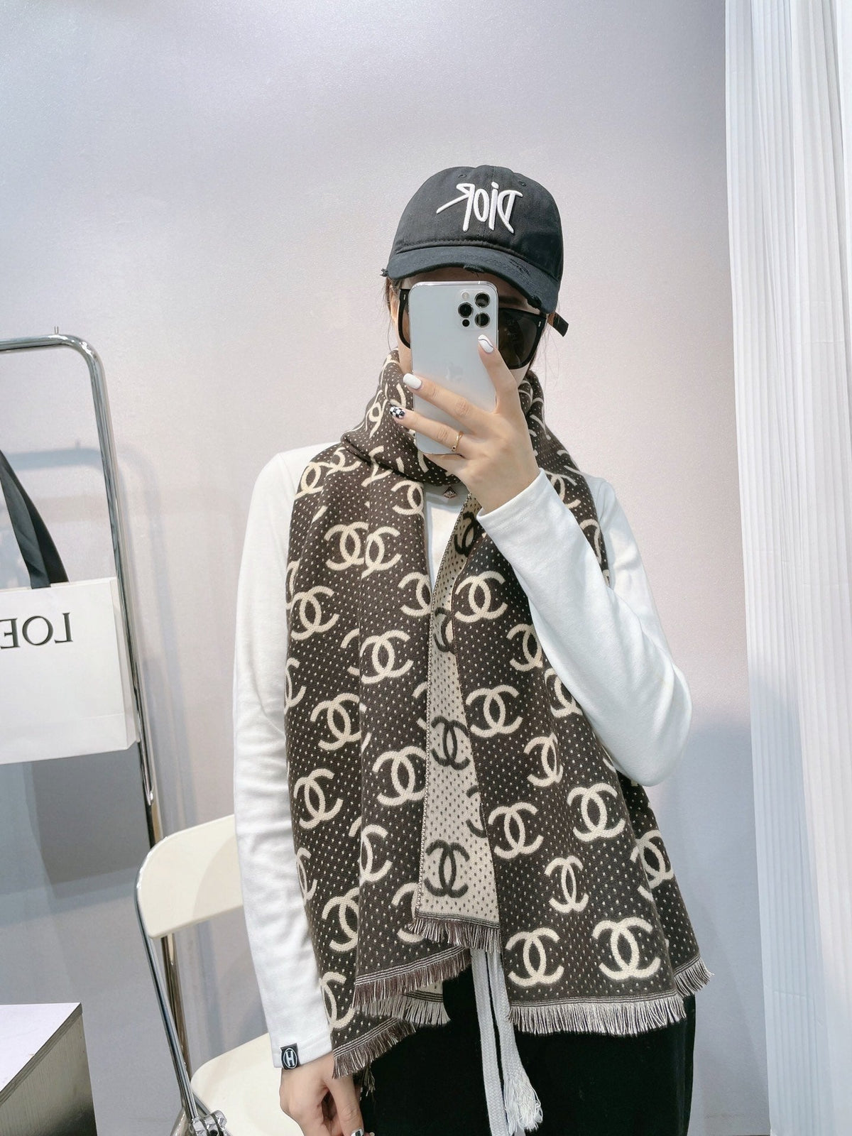 Chanel Premium Woven Temperament Logo Jacquard Small Broken Edge Scarf – product image 24