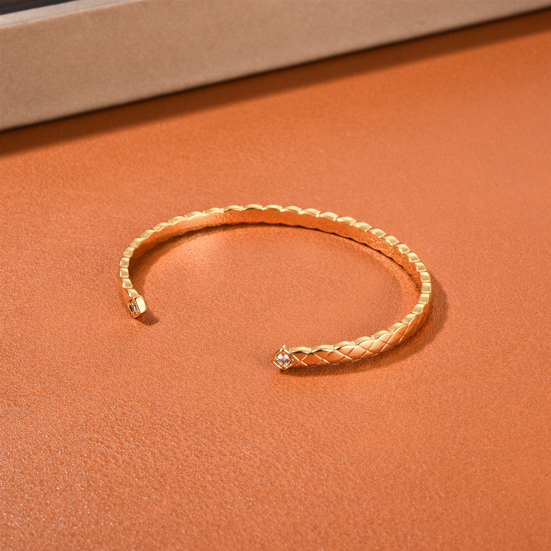 Chanel Quilted Motif Diamonds Open Bracelet – Luxury Jewelry – product image 1
