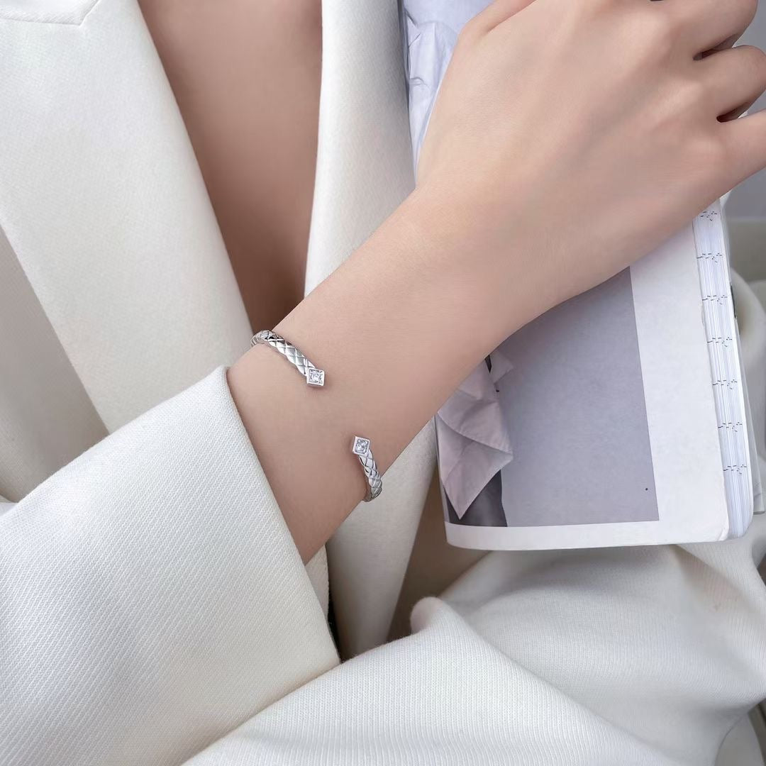 Chanel Quilted Motif Diamonds Open Bracelet – Luxury Jewelry – product image 2