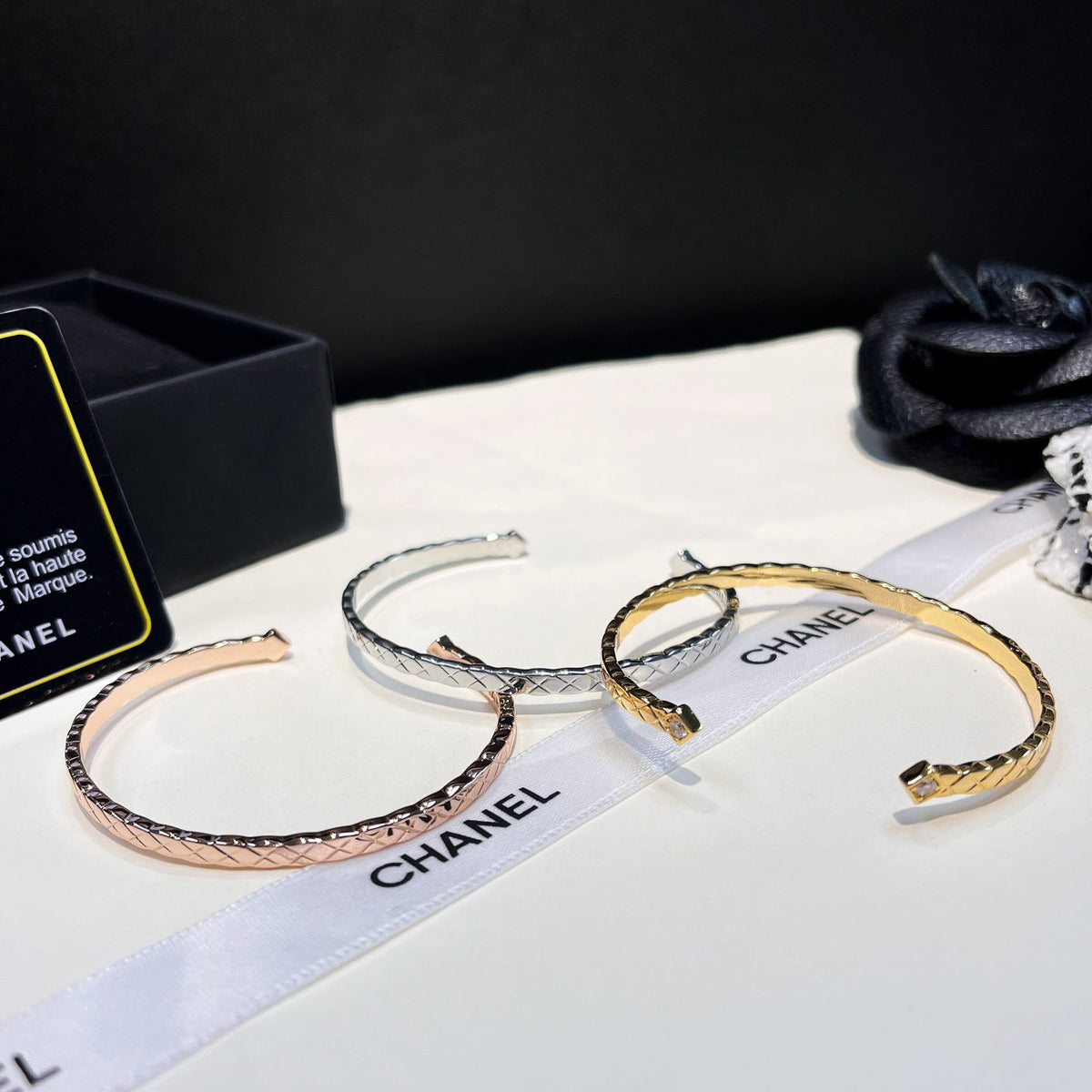 Chanel Quilted Motif Diamonds Open Bracelet – Luxury Jewelry – product image 7