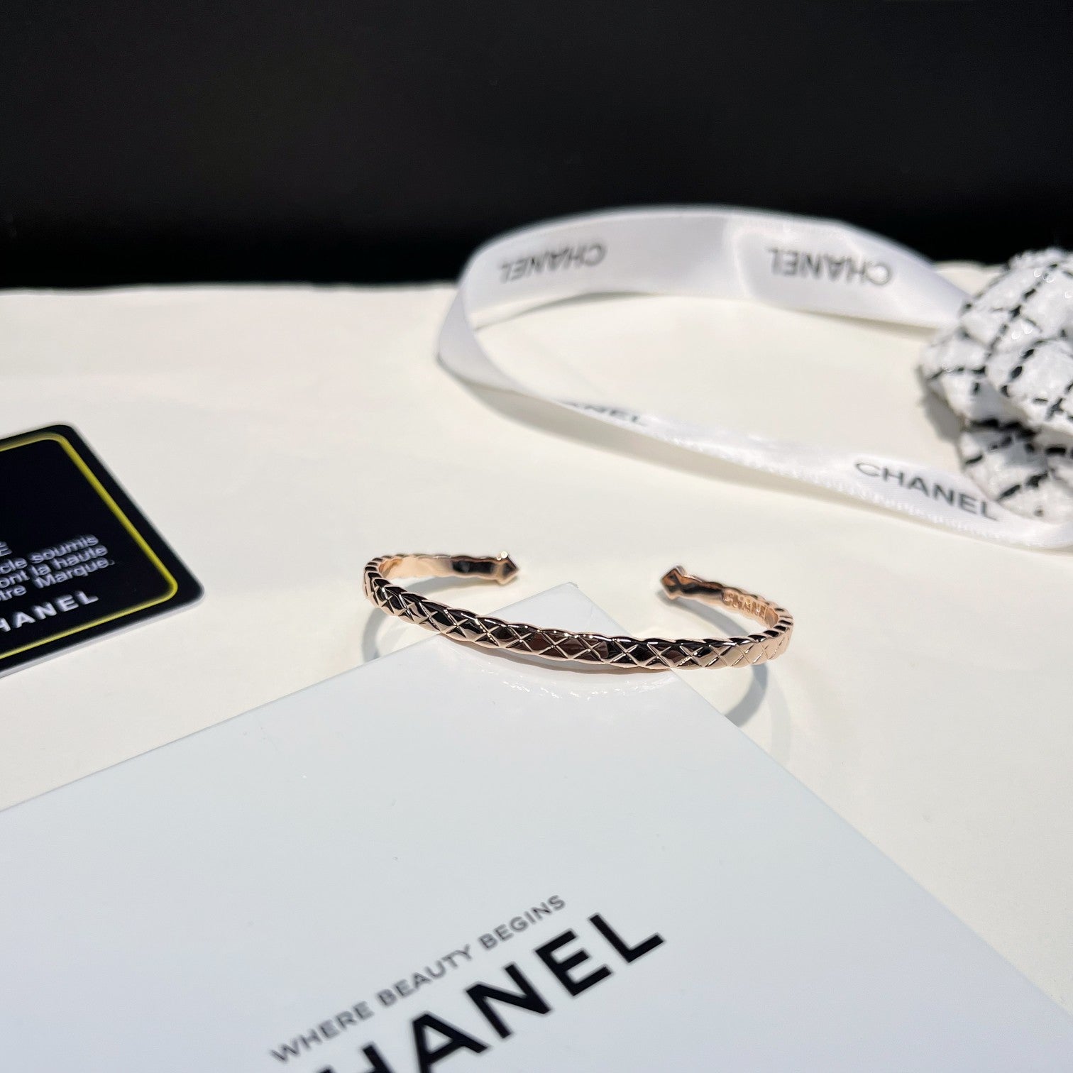 Chanel Quilted Motif Diamonds Open Bracelet – Luxury Jewelry – product image 11