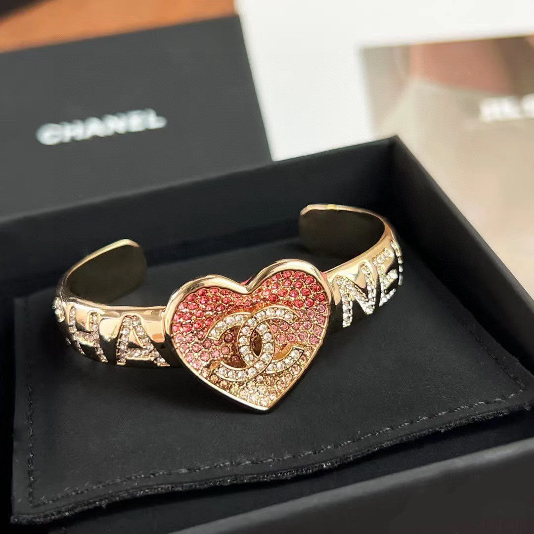Chanel Rhinestone Heart Cuff Bracelet – Luxury Jewelry – product image 1