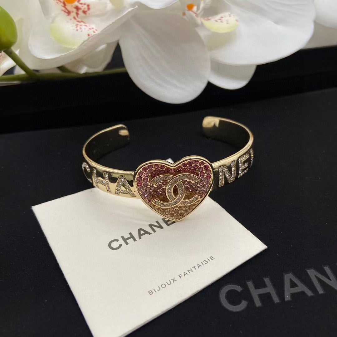 Chanel Rhinestone Heart Cuff Bracelet – Luxury Jewelry – product image 3