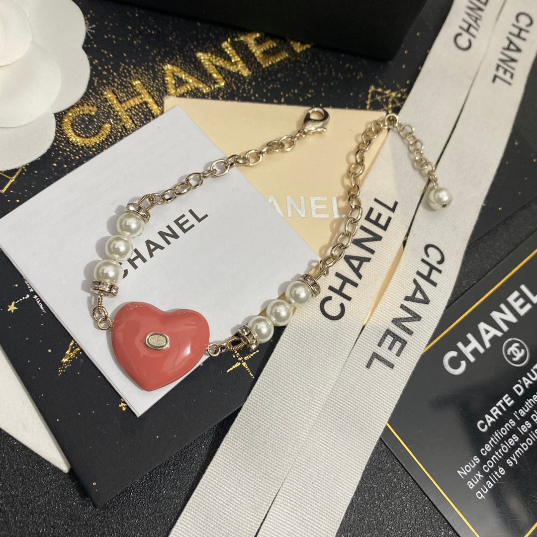Chanel Rhinestone Heart Pearl Bracelet – Luxury Jewelry – product image 5