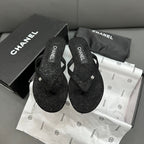 Chanel Rhinestone Logo Flip Flops – slippers product image 2