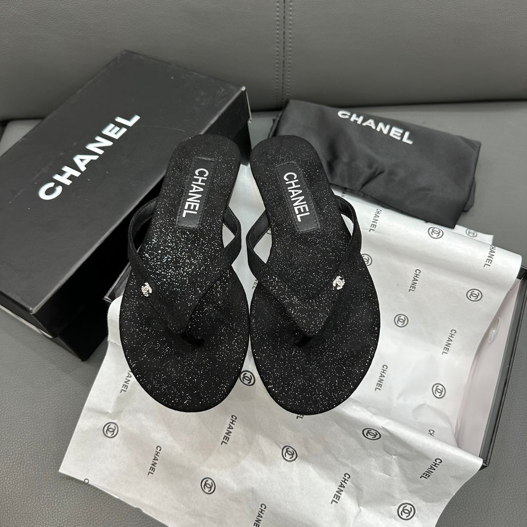 Chanel Rhinestone Logo Flip Flops – slippers product image 2