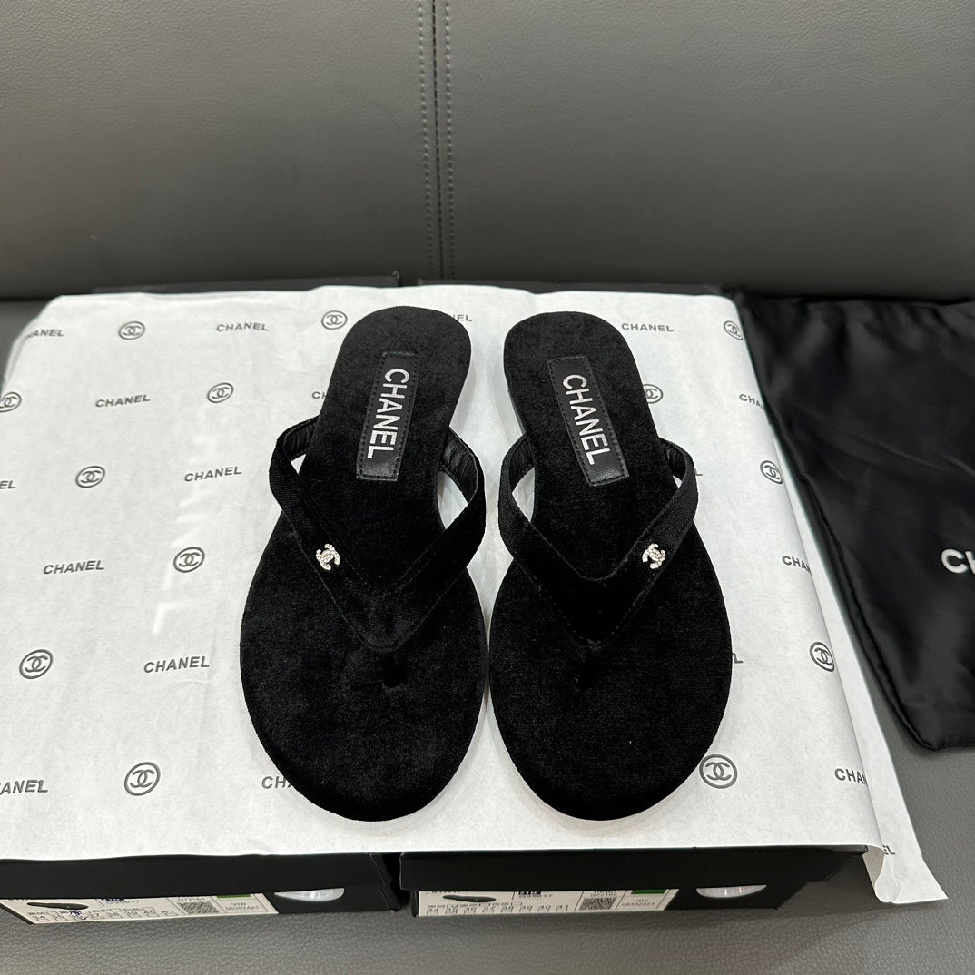 Chanel Rhinestone Logo Flip Flops – slippers product image 3