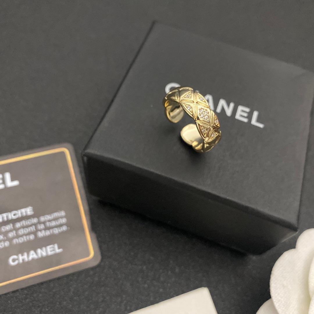 Chanel Rhombus Crystal Open Ring – Luxury Designer Jewelry – product image 2