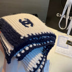 Chanel Solid Color Logo Cashmere Knit Scarf for Women – product image 10