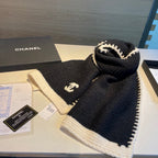 Chanel Solid Color Logo Cashmere Knit Scarf for Women – product image 11
