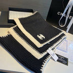 Chanel Solid Color Logo Cashmere Knit Scarf for Women – product image 12