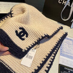 Chanel Solid Color Logo Cashmere Knit Scarf for Women – product image 13