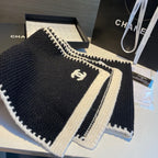 Chanel Solid Color Logo Cashmere Knit Scarf for Women – product image 6