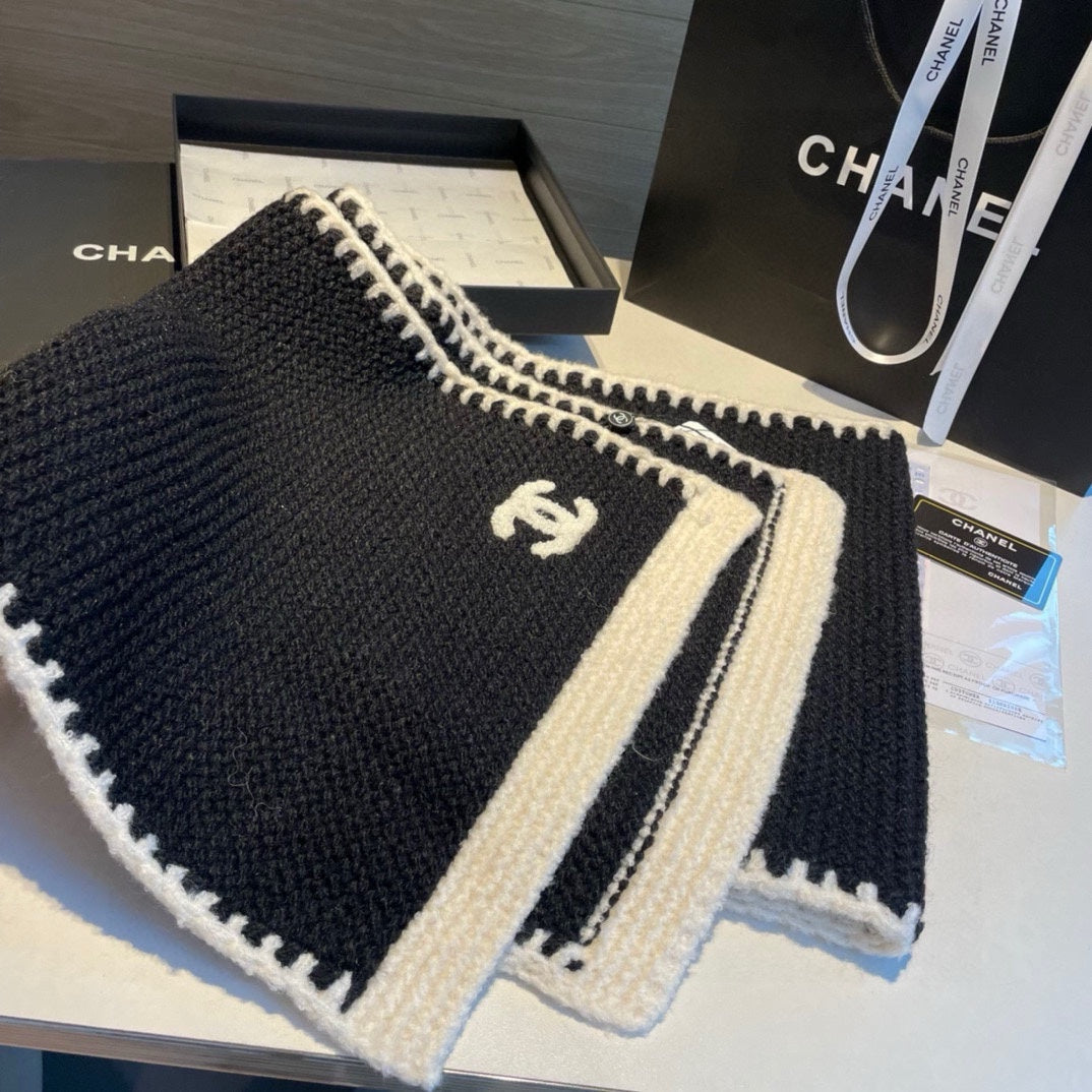 Chanel Solid Color Logo Cashmere Knit Scarf for Women – product image 6