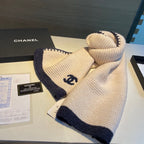 Chanel Solid Color Logo Cashmere Knit Scarf for Women – product image 8