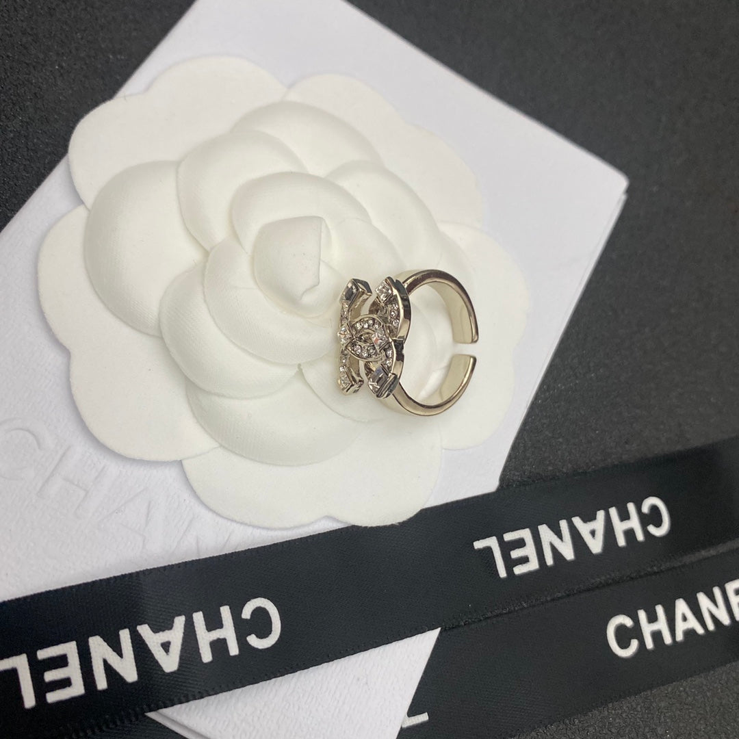 Chanel Sparkling Crystal Logo Open Ring – Luxury Designer Jewelry – product image 3