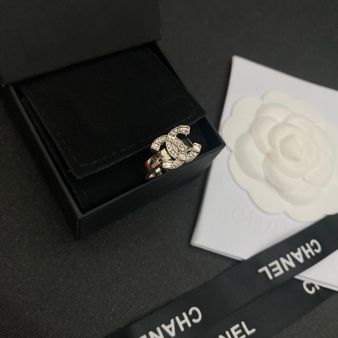 Chanel Sparkling Crystal Logo Open Ring – Luxury Designer Jewelry – product image 4