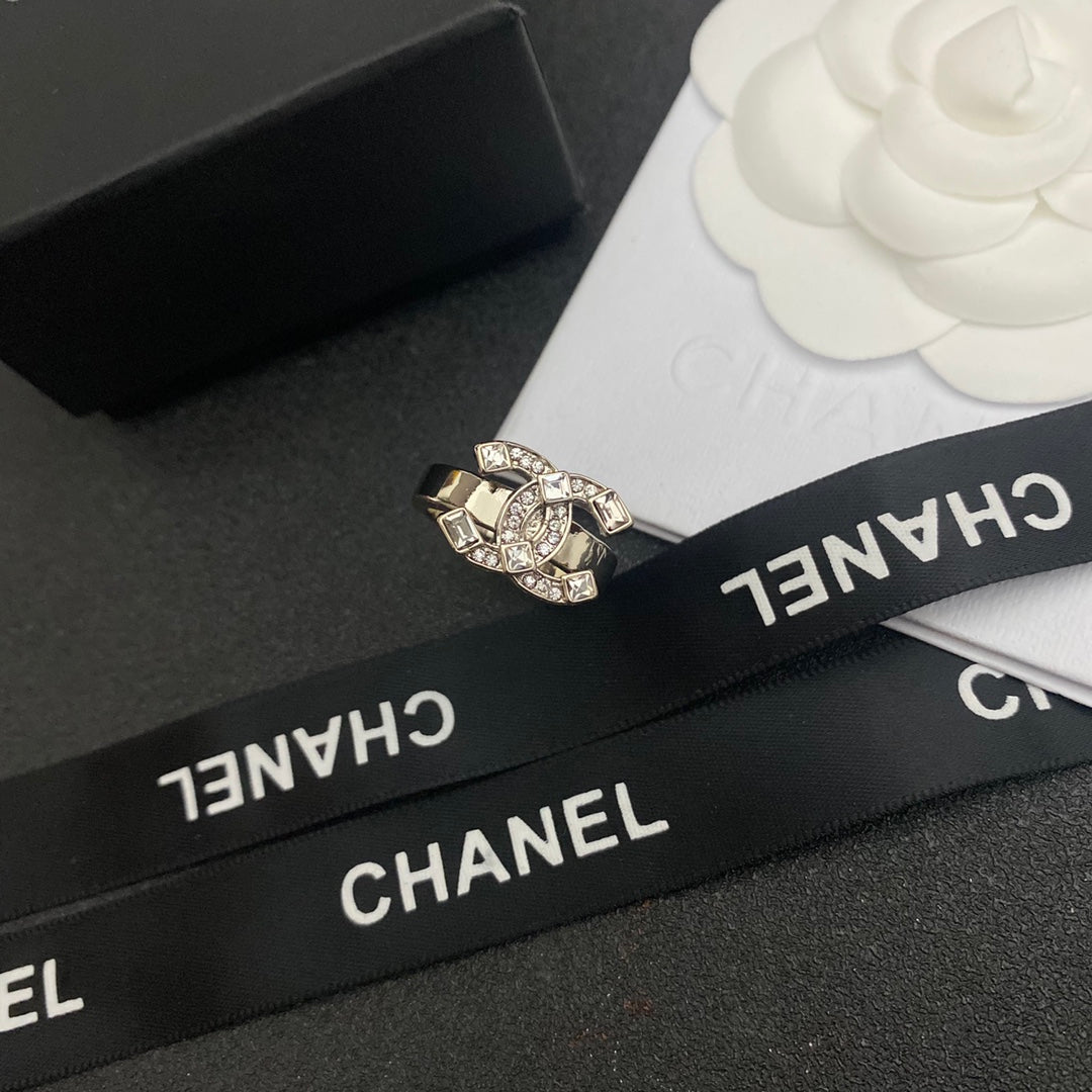 Chanel Sparkling Crystal Logo Open Ring – Luxury Designer Jewelry – product image 5