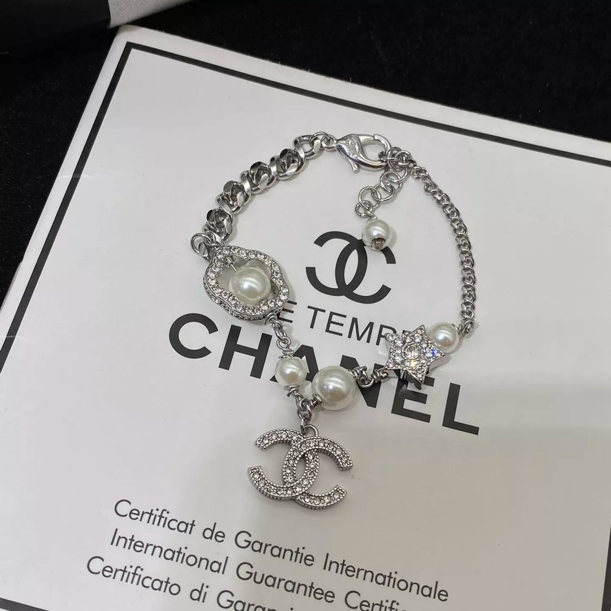 Chanel Sparkling Zircon Pearl Camellia Bracelet – Luxury Jewelry – product image 2
