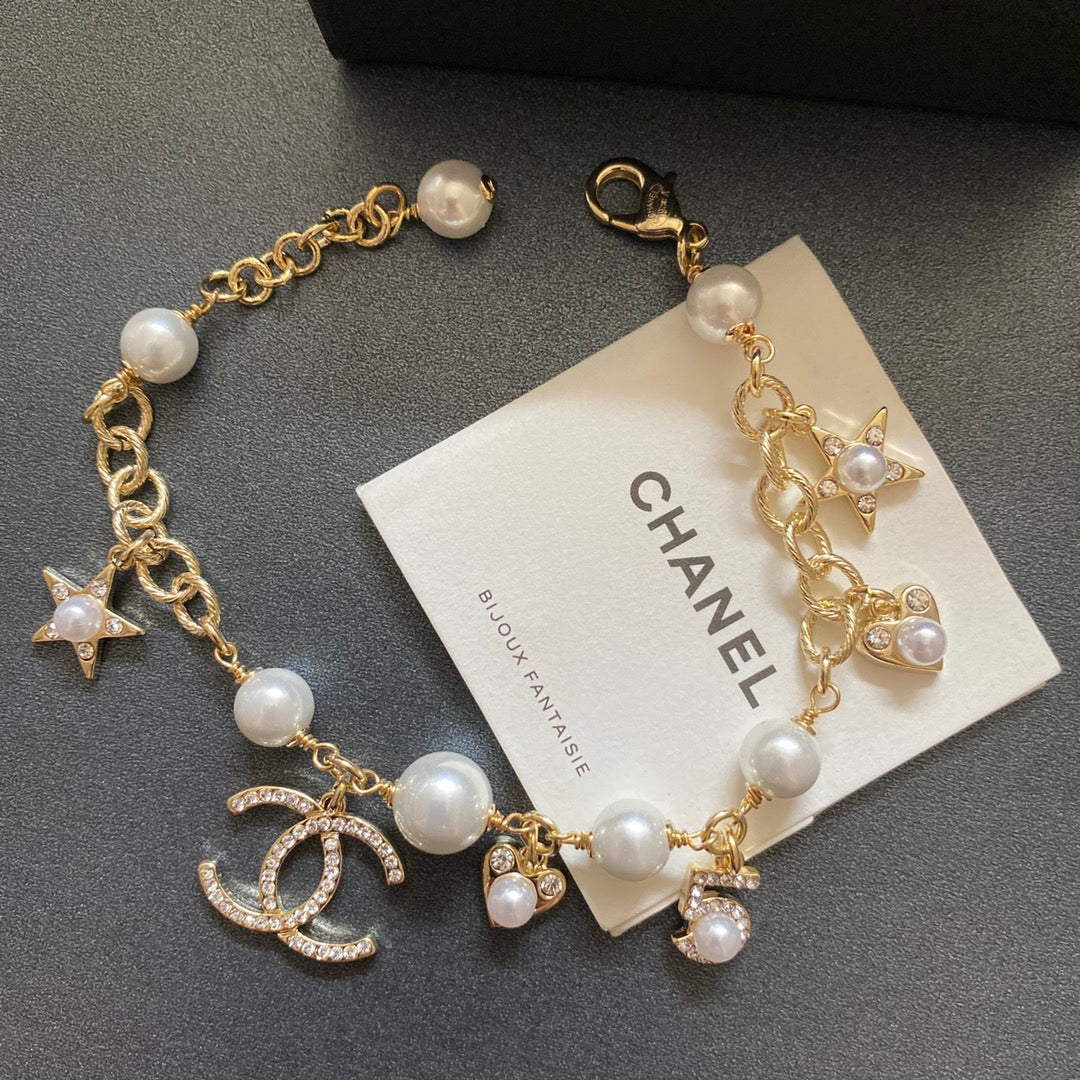 Chanel Star Heart Pearl Pendant Bracelet – Luxury Jewelry – product image 3