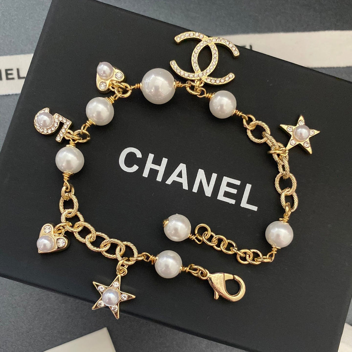 Chanel Star Heart Pearl Pendant Bracelet – Luxury Jewelry – product image 5