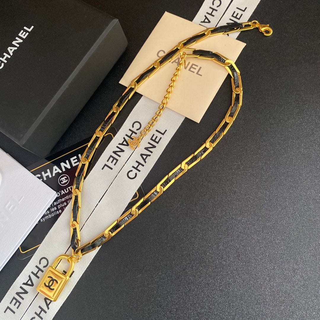 Chanel String Leather Lock Pendant Necklace – Luxury Designer Jewelry – product image 3