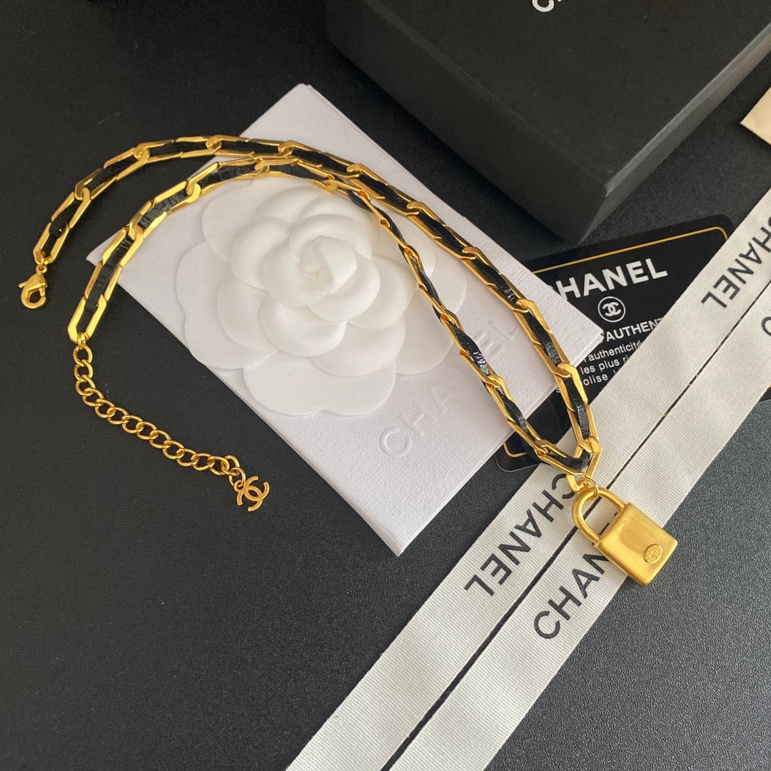 Chanel String Leather Lock Pendant Necklace – Luxury Designer Jewelry – product image 5